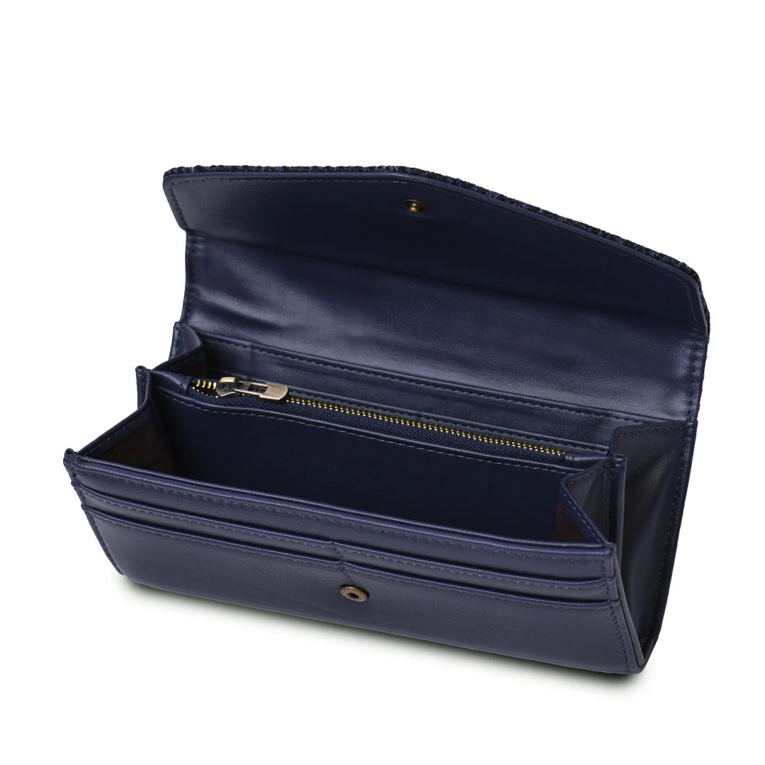 Large Clasp Navy Purse