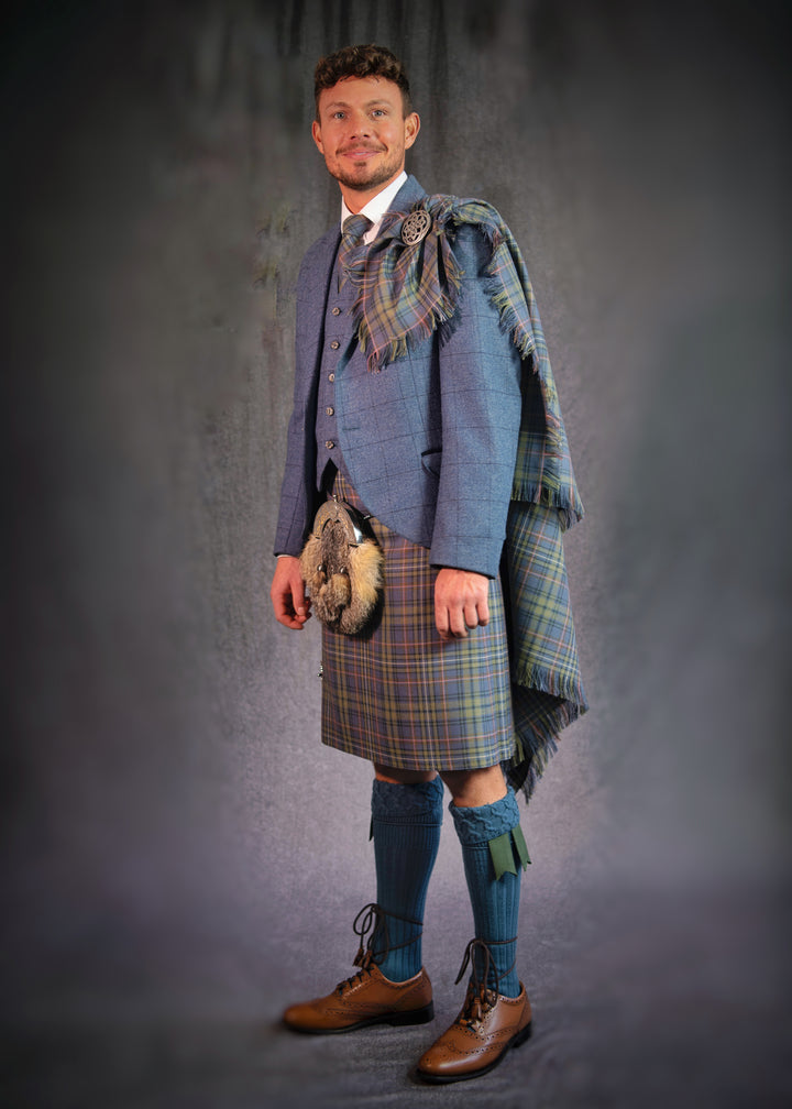 Cairngorm Blue tweed kilt hire outfit - PREMIUM COLLECTION