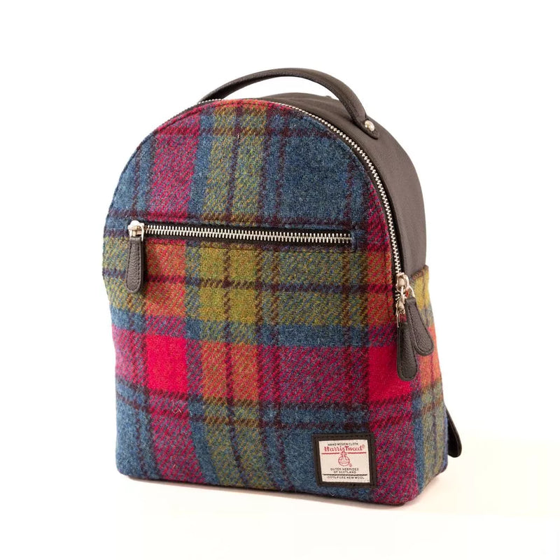 Harris Tweed Backpack - Blue/Pink Check