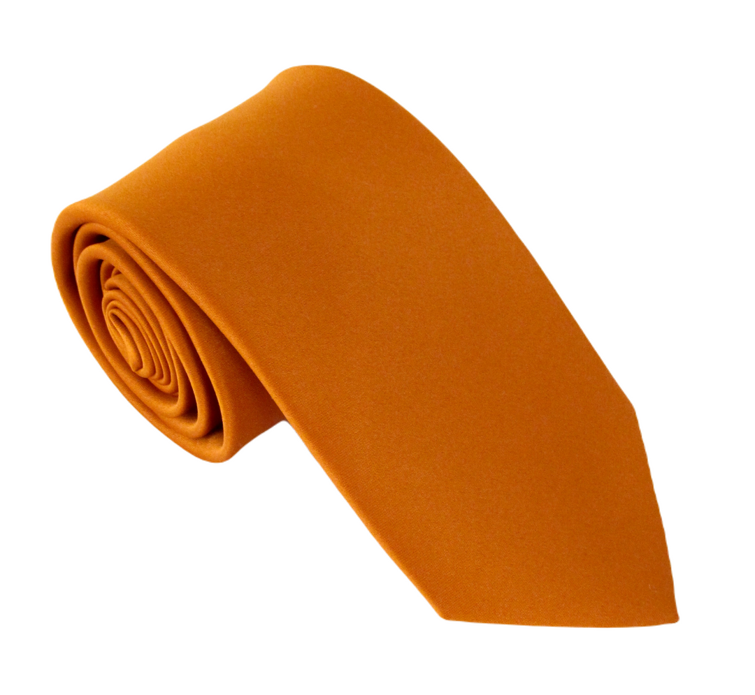 Mens rust burnt orange satin tie