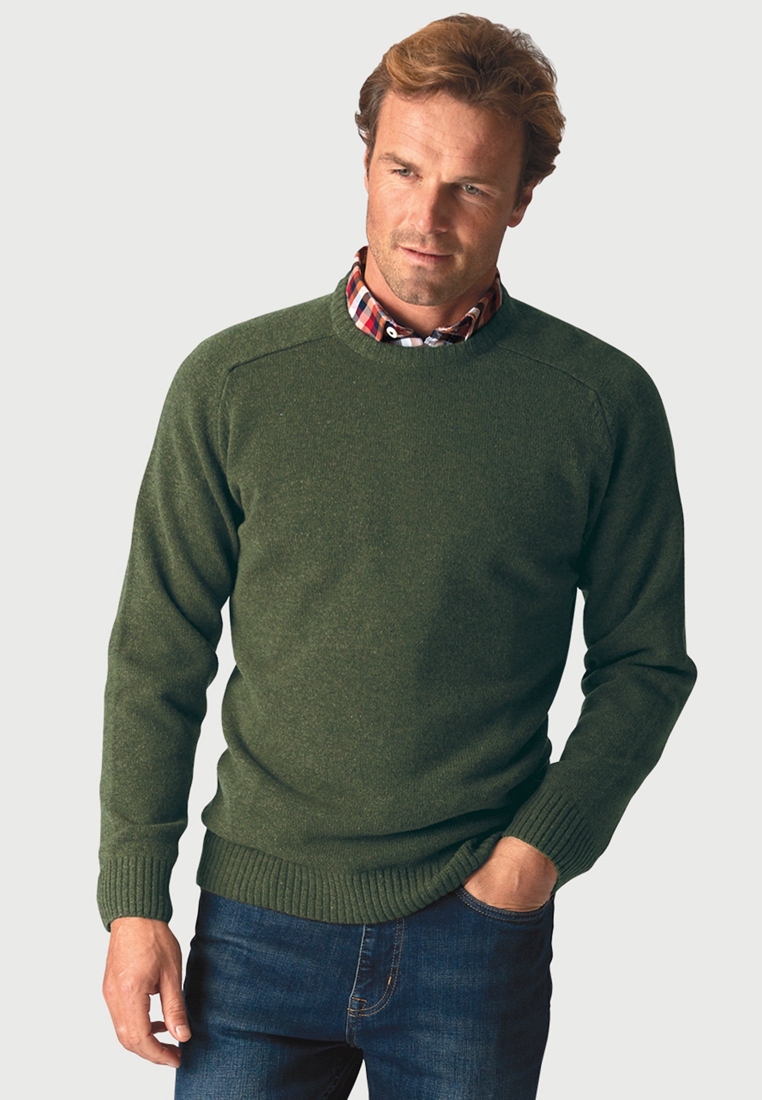 Lambswool Crew Neck Jumper Forest Green Anderson Kilts