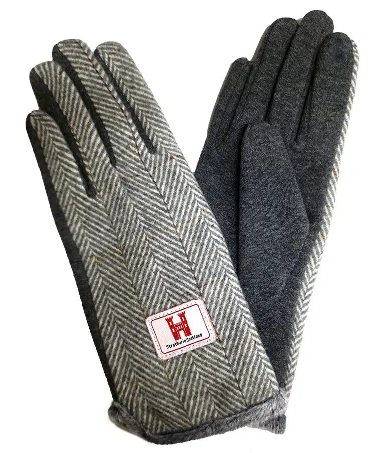 Light Herringbone Ladies Tweed Gloves