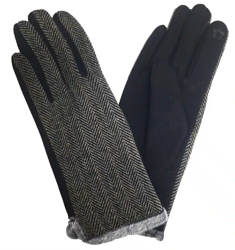 Dark Herringbone Ladies Glove