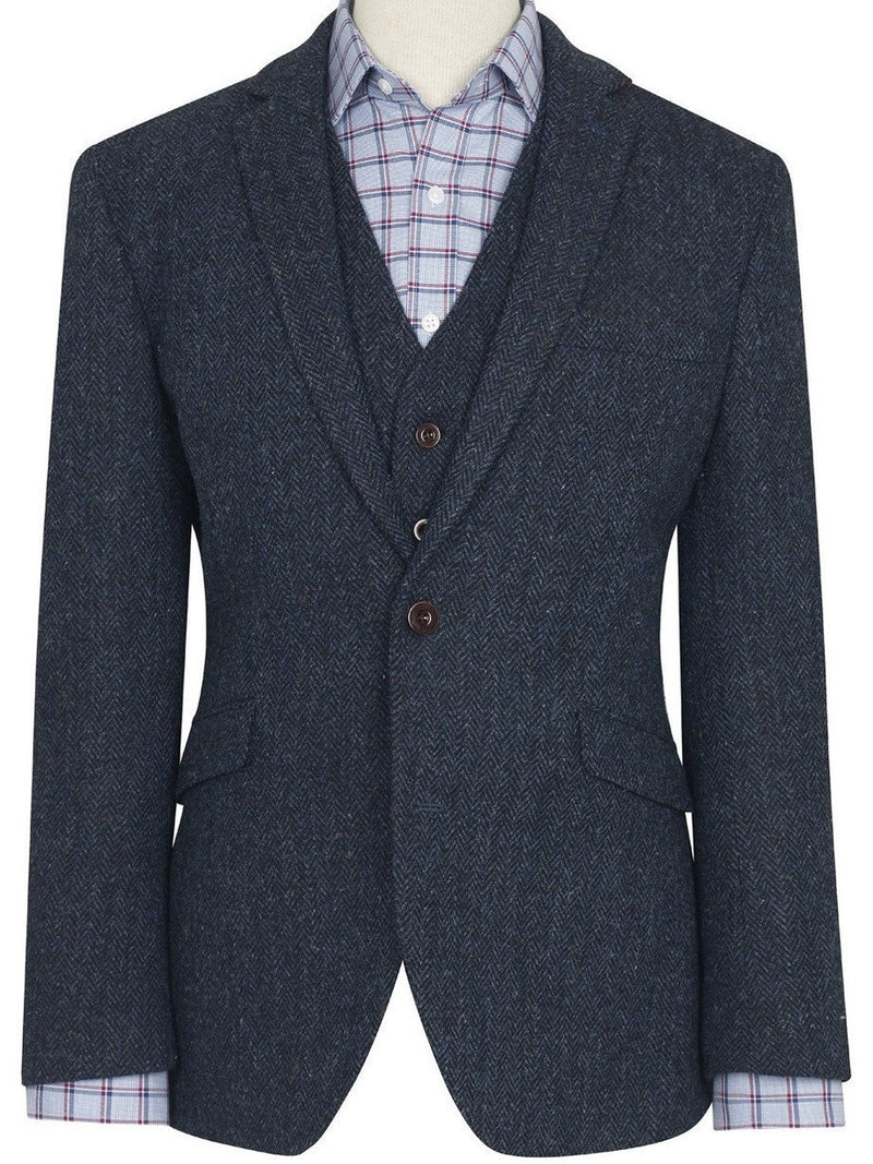 Stranraer Harris tweed sports jacket - navy herringbone tweed jacket