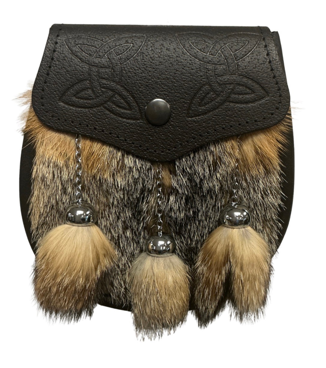 AZDS Brown Leather Grey Fox Semi Dress Sporran