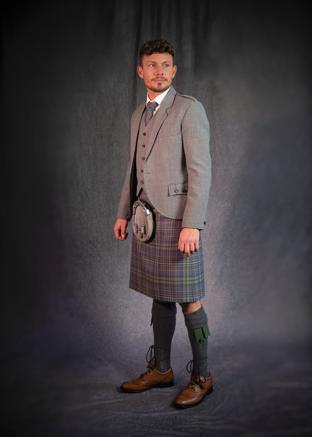 Light grey crail kilt hire outfit - MODERN CRAIL COLLECTION