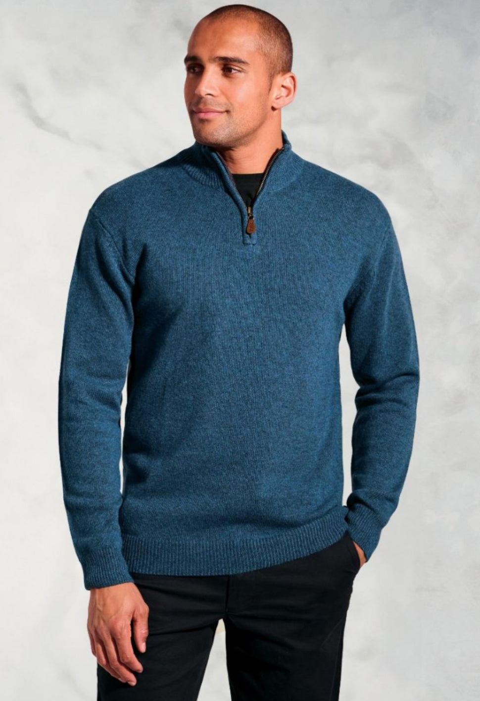Rutherford Teal Lambswool Thermolite® Zip Neck Jumper