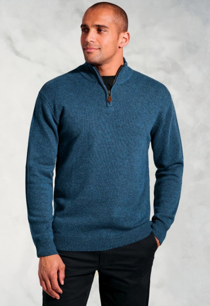 Rutherford Teal Lambswool Thermolite® Zip Neck Jumper
