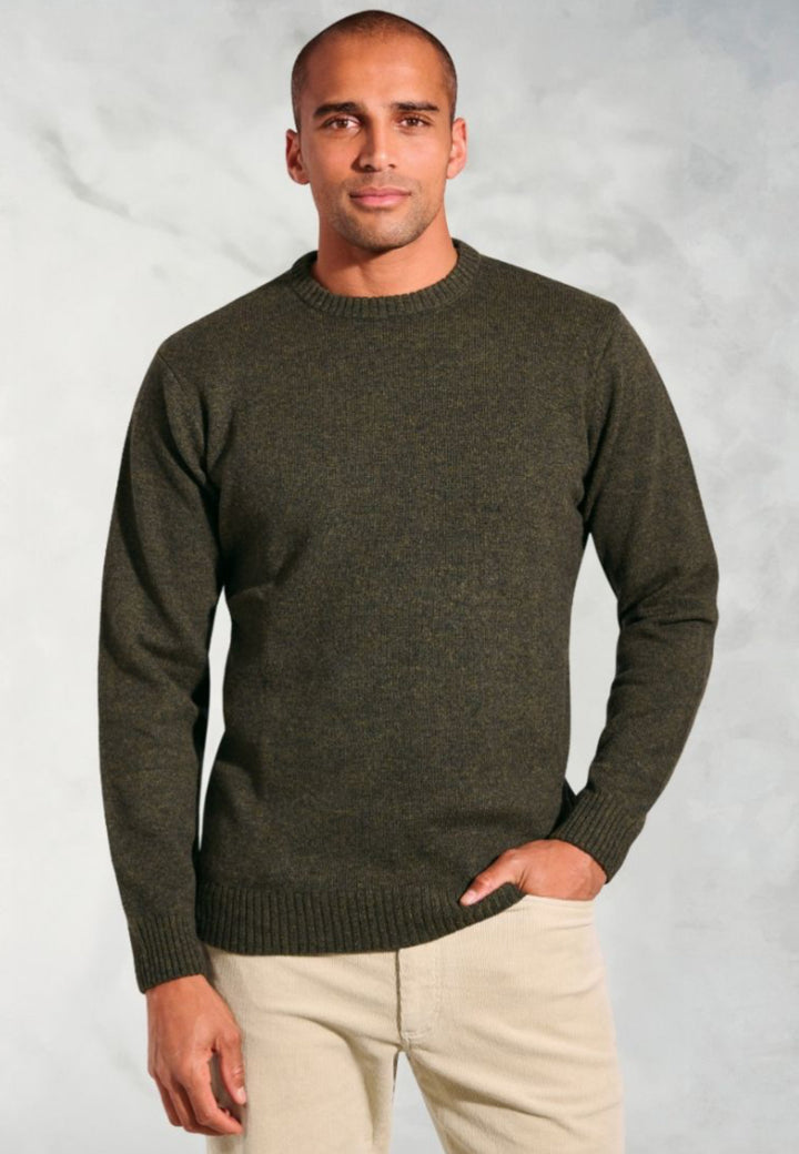 Clark Khaki Lambswool Crew Neck Jumper