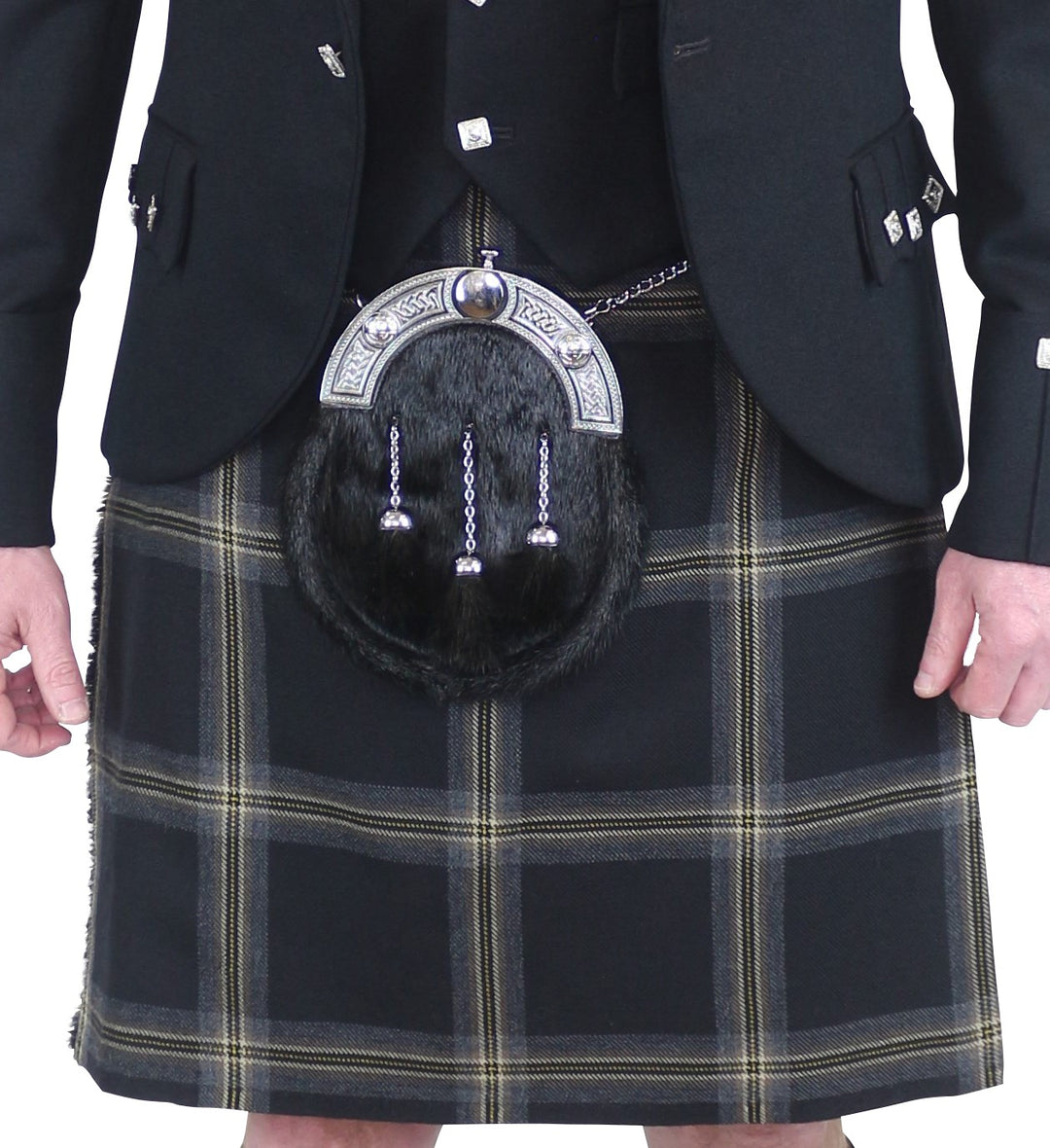 NEW Black Galloway Kilt - 6 yards - 40-44 waist
