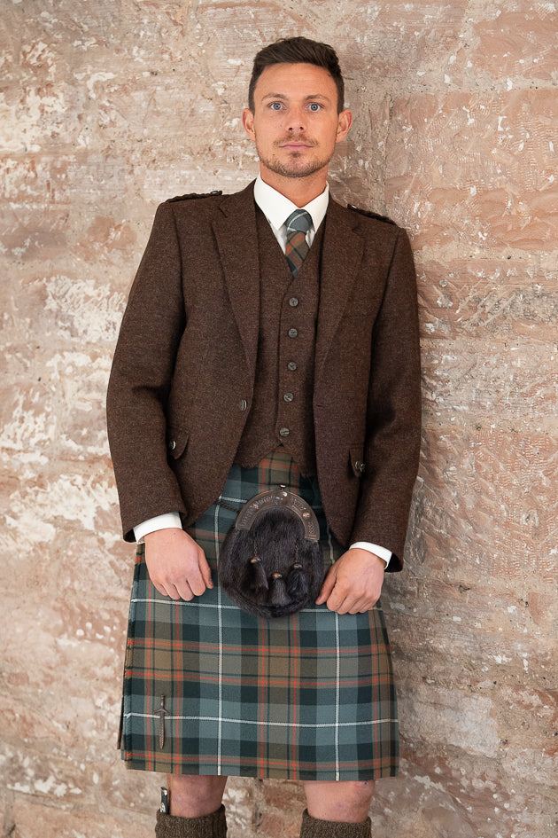 Mocha & Redstart Brown Tweed Crail Jacket and waistcoat CHE113