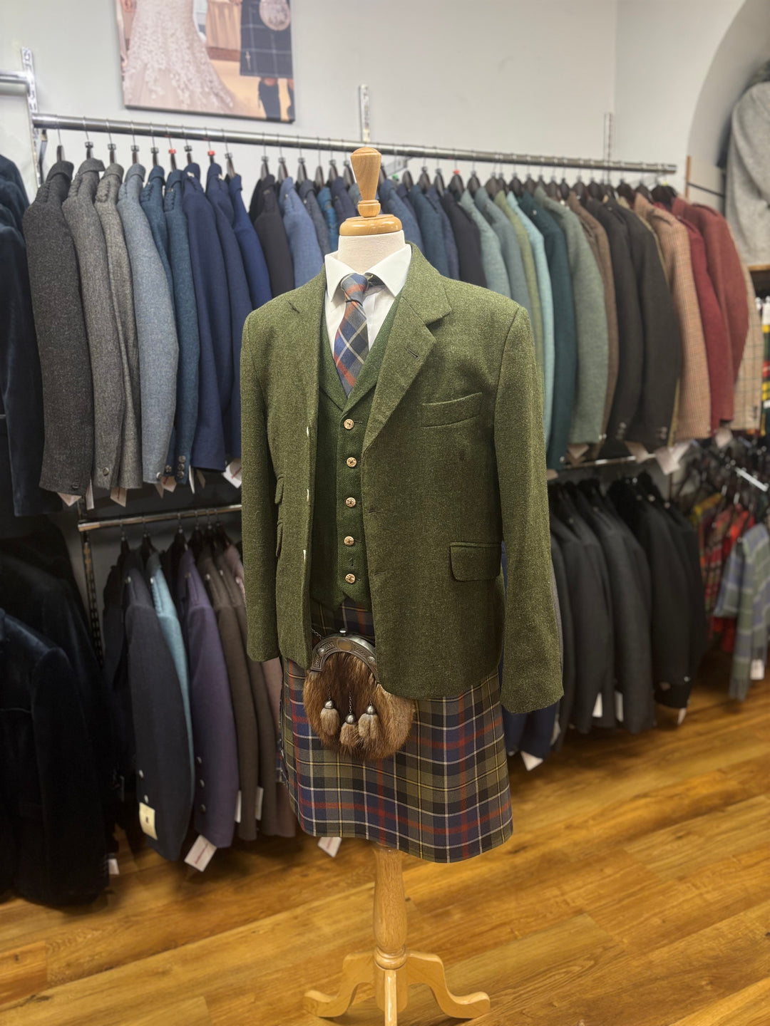 Lovat Green Jacket & Waistcoat - discounted hire stock