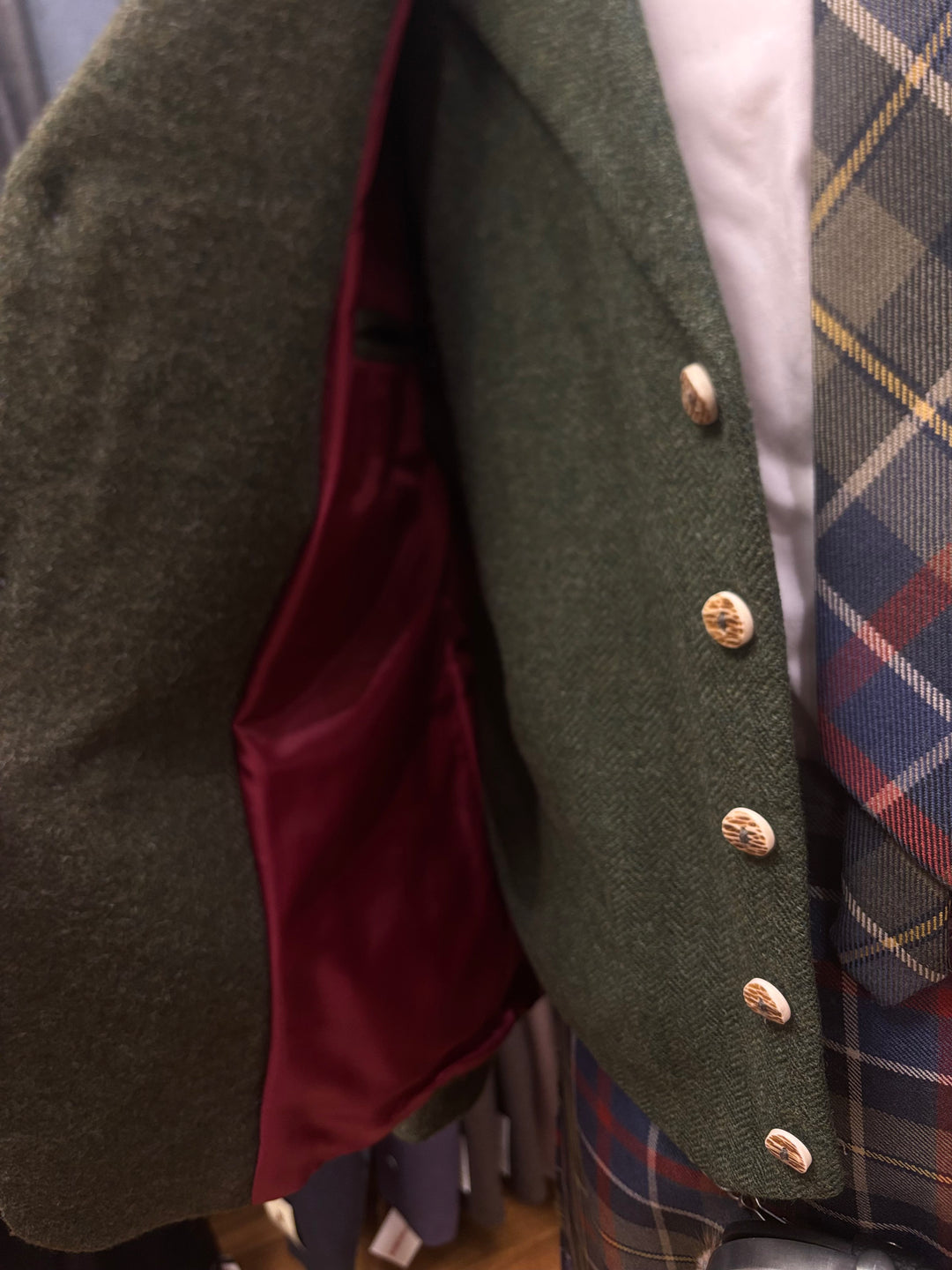 Lovat Green Jacket & Waistcoat - discounted hire stock