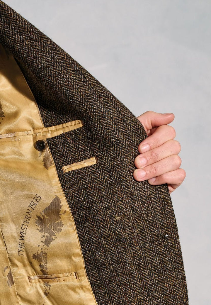 Tailored Fit Dumfries Brown Herringbone Harris Tweed® Jacket