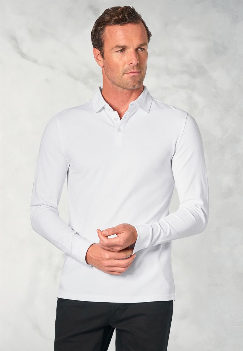 White Long Sleeve Polo Shirt