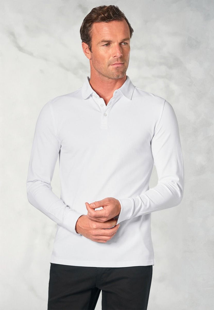 White Long Sleeve Polo Shirt