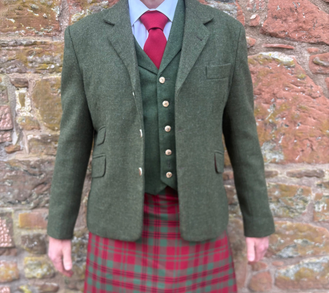 Lovat Green Jacket & Waistcoat - discounted hire stock