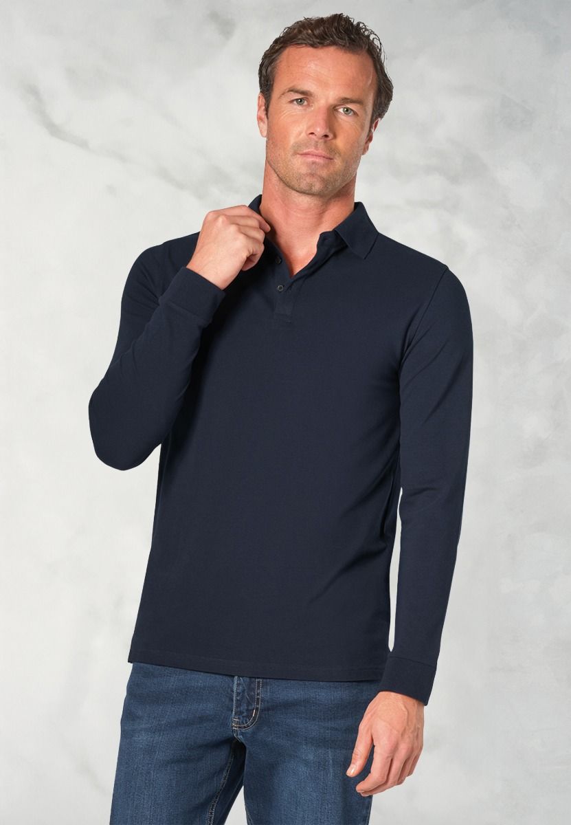 Navy Long Sleeve Polo Shirt