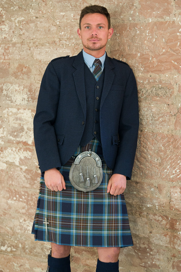 Navy arrochar tweed Crail Jacket & waistcoat