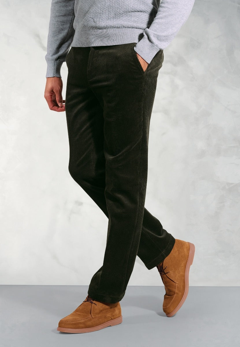 Regular Fit Olive Corduroy Trouser