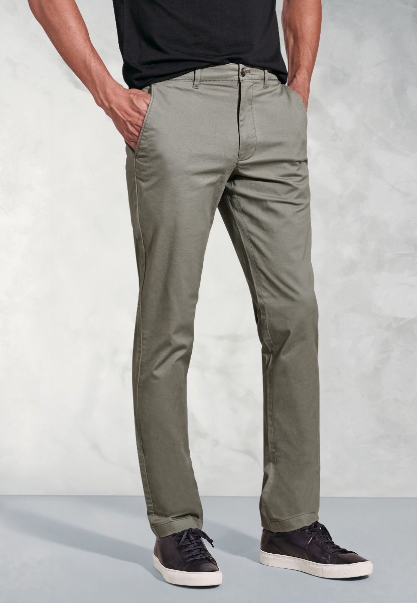 Tailored Fit Stretch Cotton Chinos - Olive