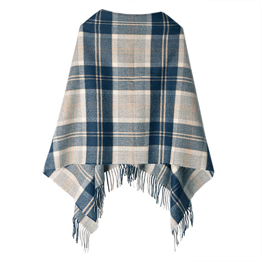 Georgia Bannockbane Grey Tartan Lambswool Poncho