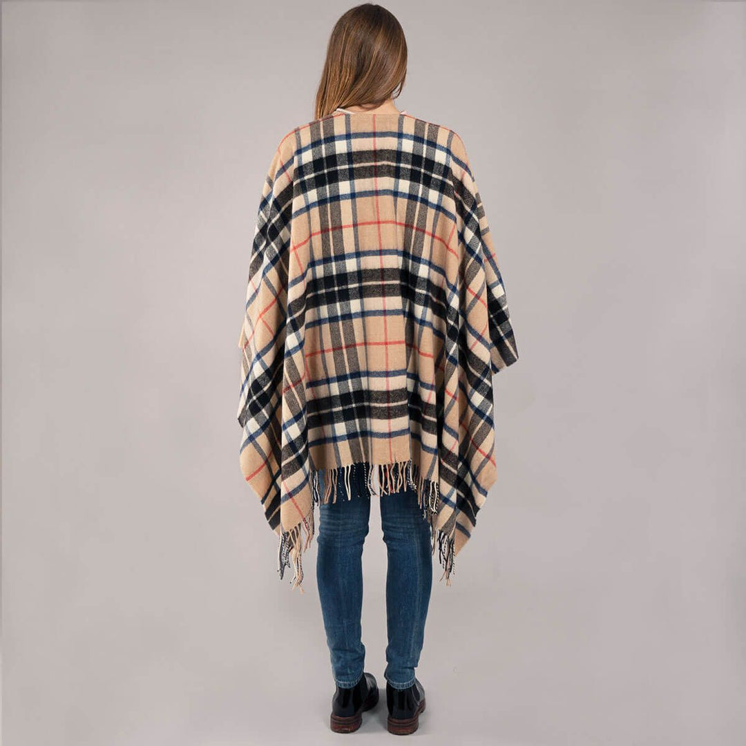 Alice Thomson Camel Modern Tartan Lambswool Serape