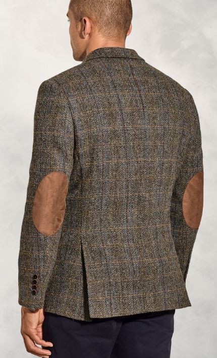 Harris tweed Sumburgh sports jacket - mid brown herringbone with blue and tan over check