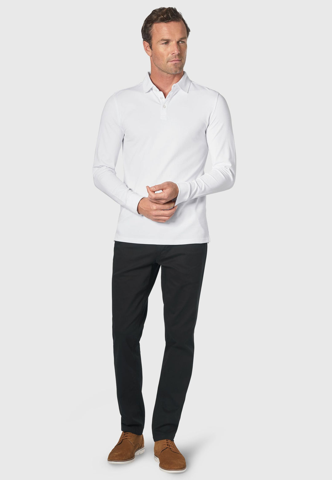 White Long Sleeve Polo Shirt
