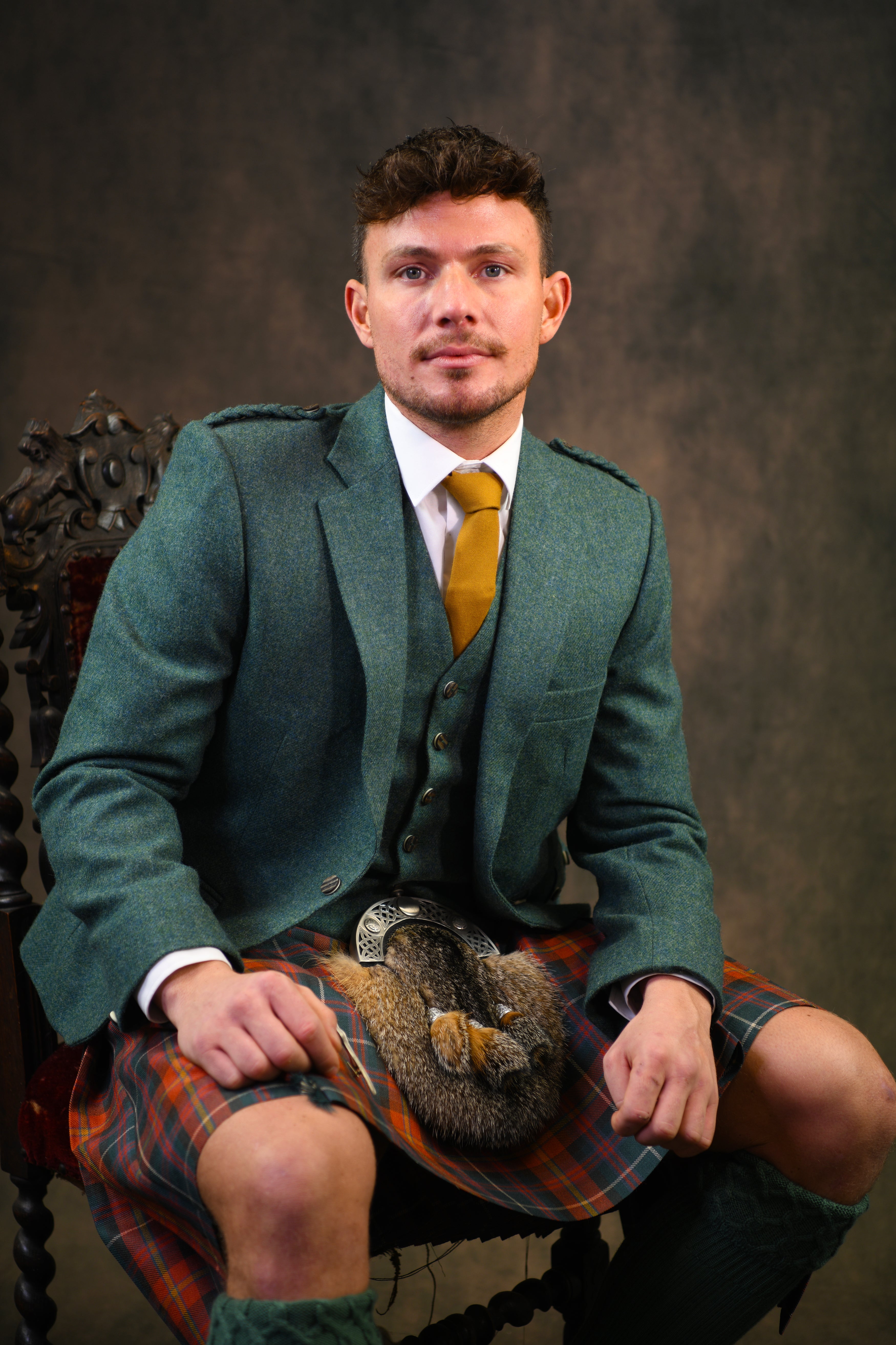 Lovat Green Tweed Crail Jacket & Vest - code 5E – Anderson Kilts