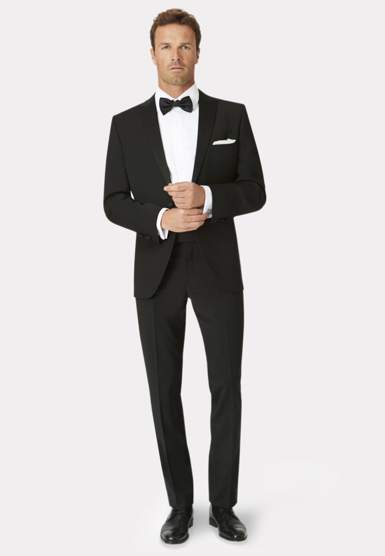 Tailored Fit Black Wool Blend Dinner Suit