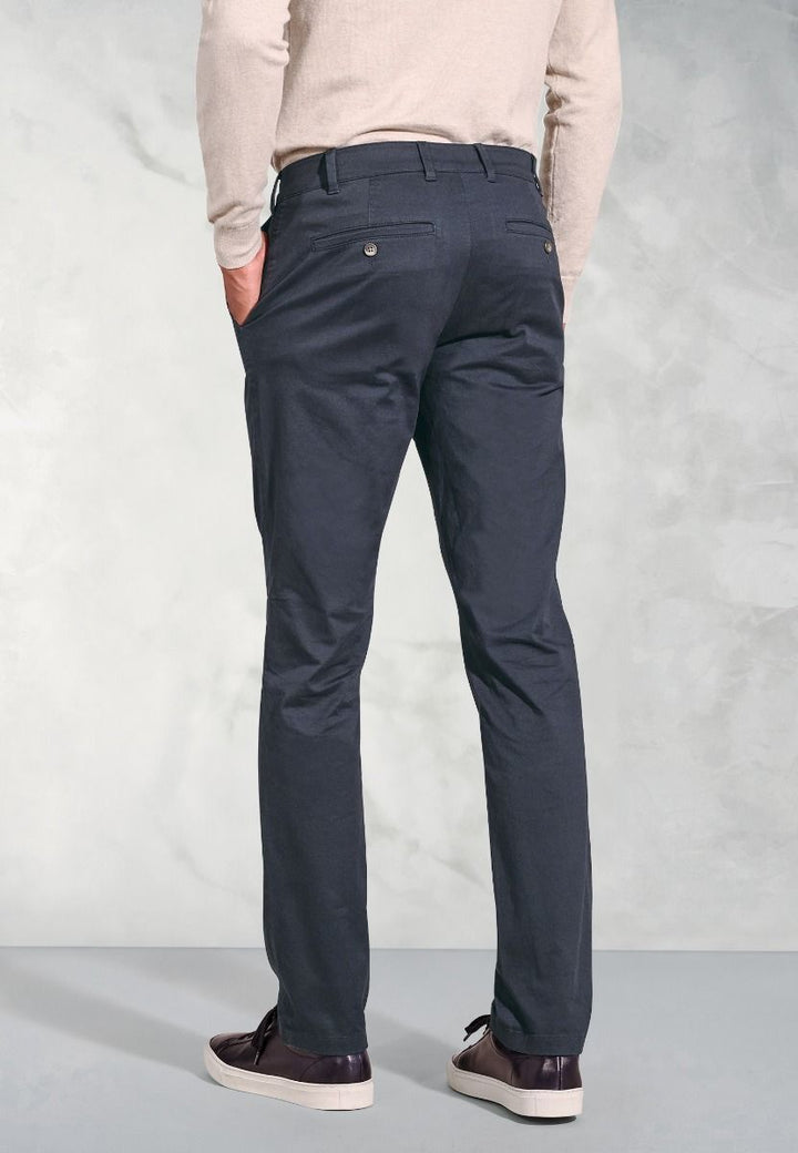 Tailored Fit Stretch Cotton Chinos - Navy