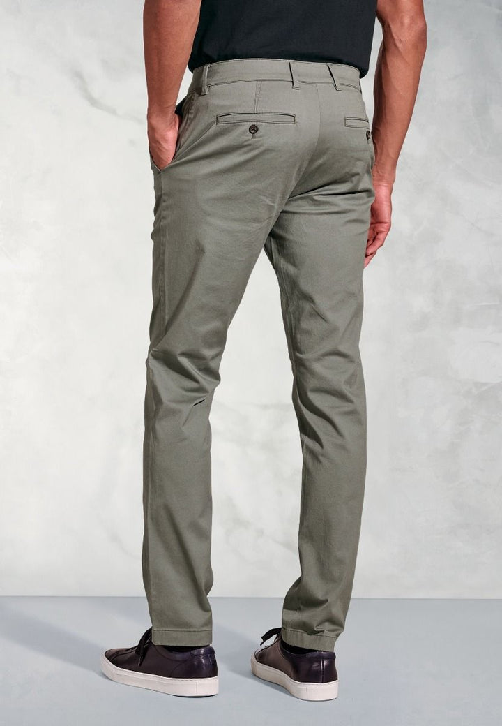 Tailored Fit Stretch Cotton Chinos - Olive