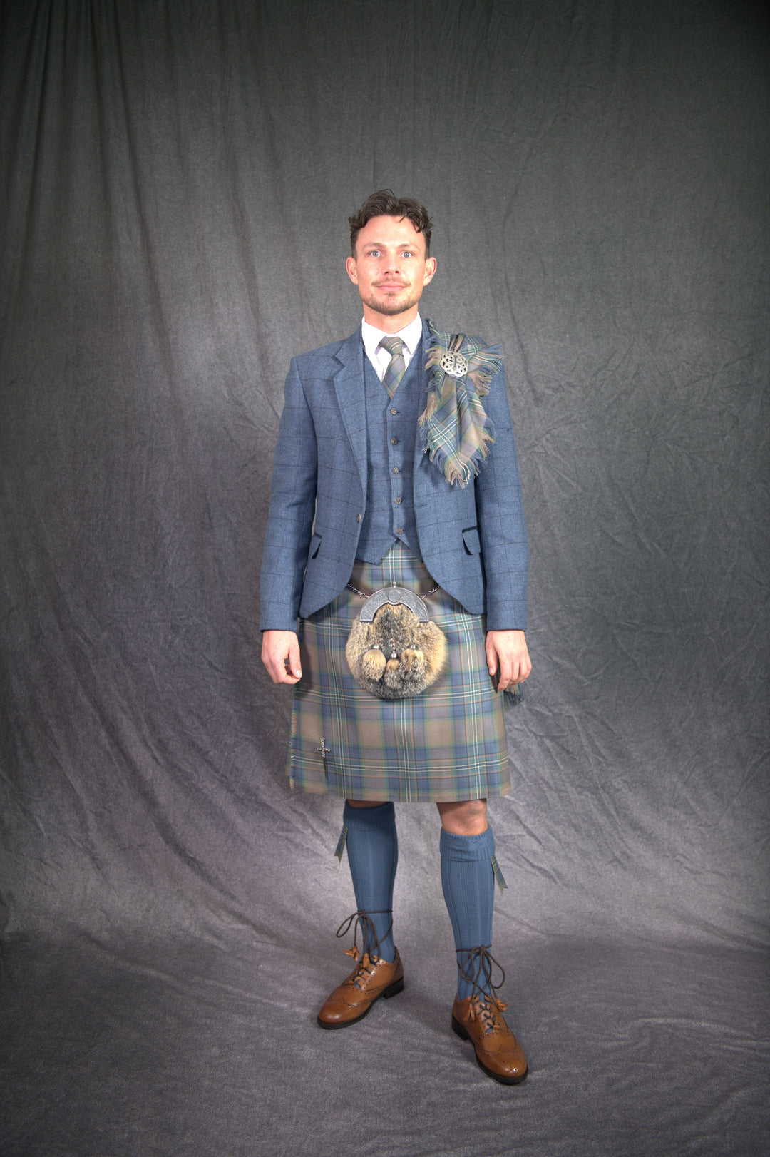 Lovat Blue Tweed Kilt Outfit - Premium Collection