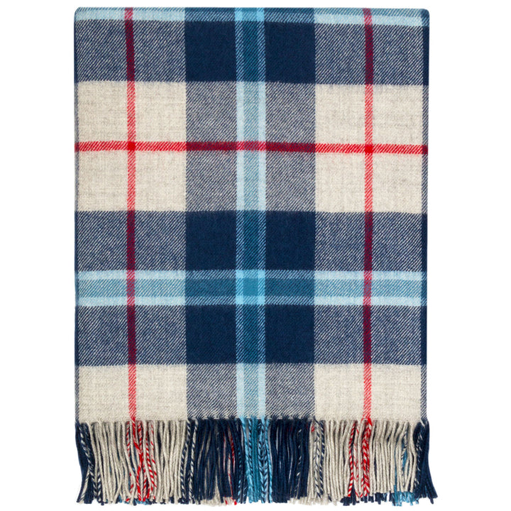 Douglas Navy tartan lambswool blanket