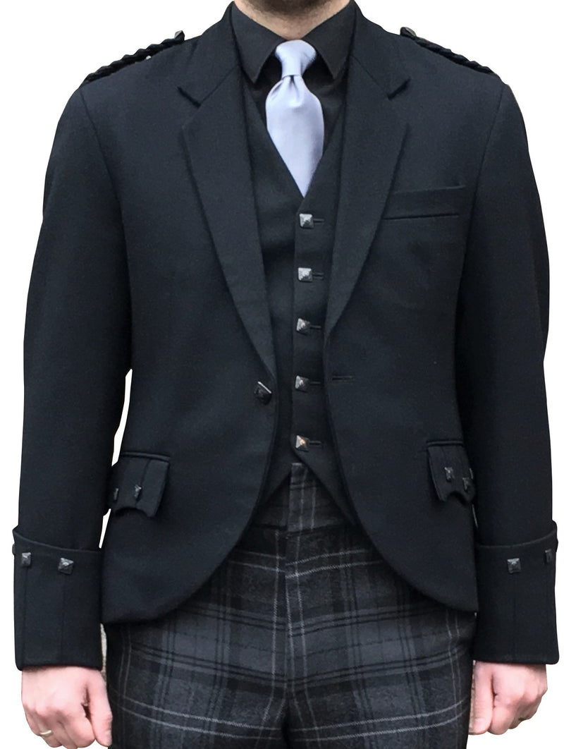 Black Button Argyll Jacket & Vest - Anderson Kilts