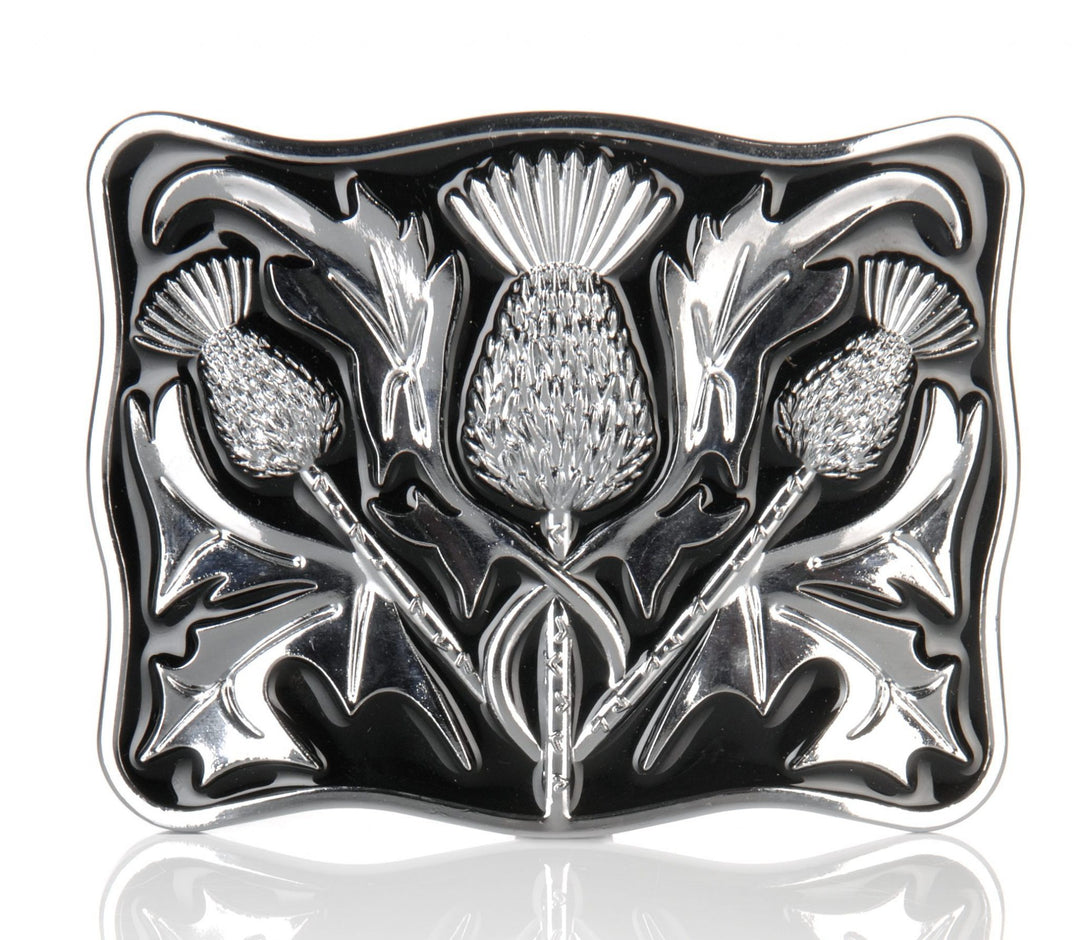 Chrome Black Enamel Thistle Buckle - Anderson Kilts