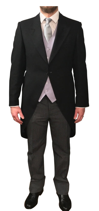 Black and Grey striped formal trousers - pure wool - ex-hire