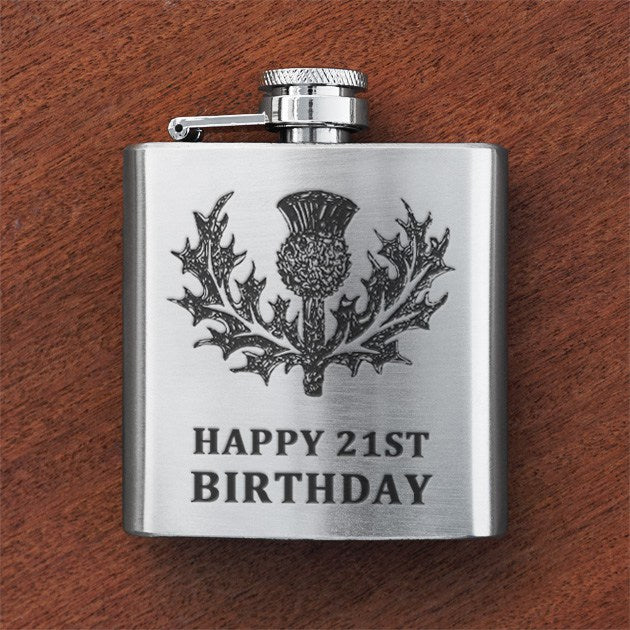 Engraved 6oz Silver Flask - Personal Message - Anderson Kilts