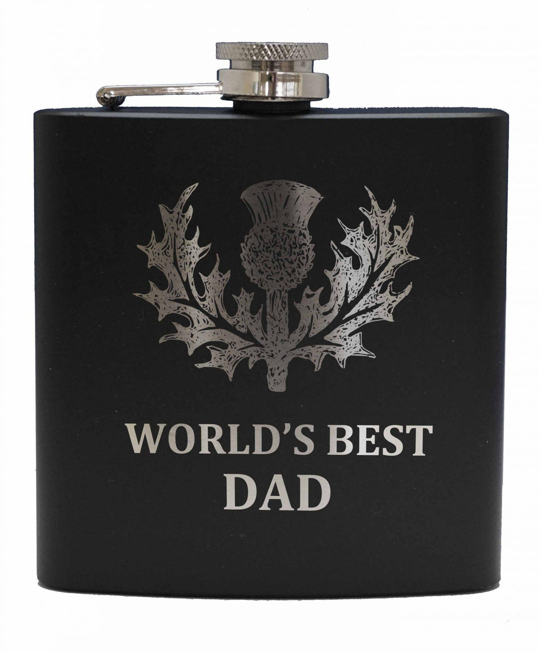 Engraved 6oz Black Hip Flask - Personal Message - Anderson Kilts