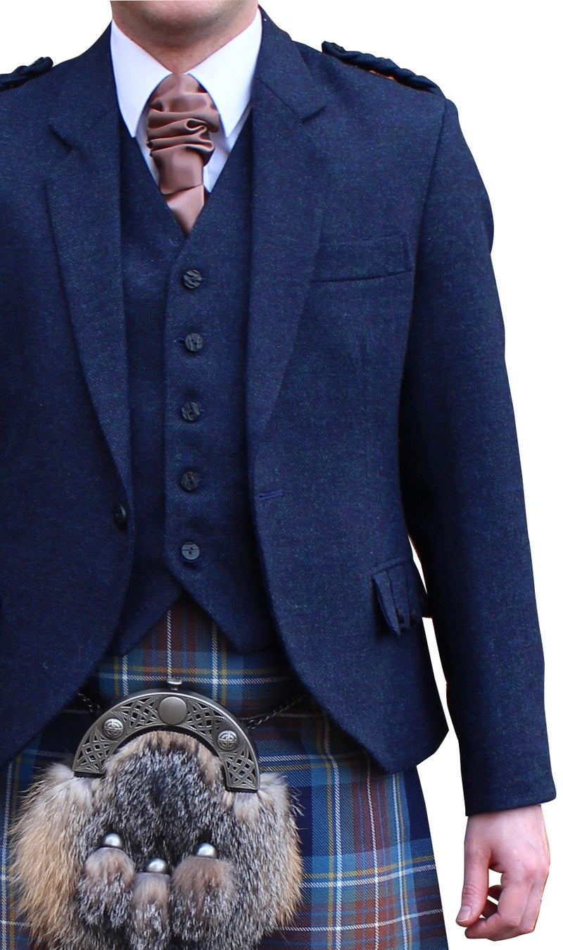 Midnight Blue Tweed Crail Jacket & Vest - Anderson Kilts