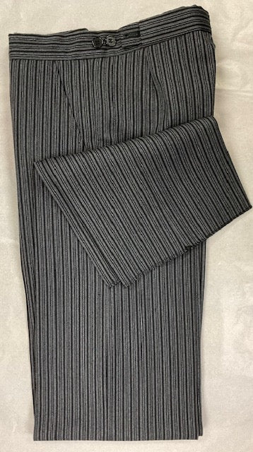 Black and Grey striped formal trousers - pure wool - ex-hire