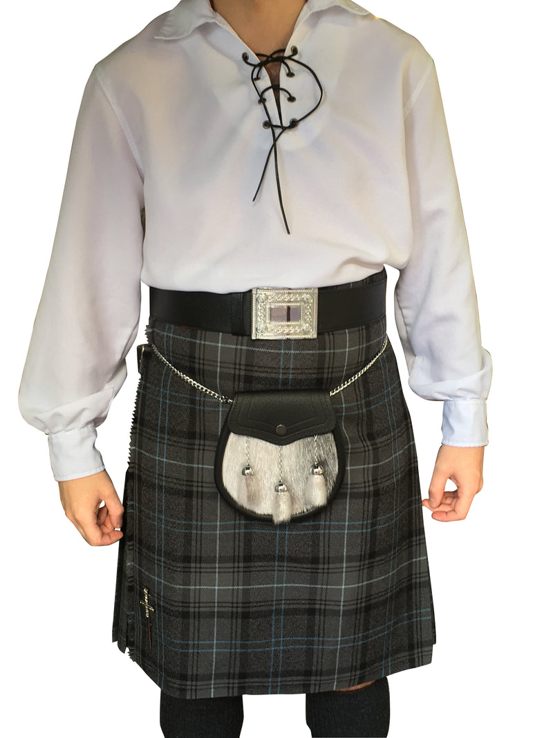 Boys Jacobite kilt hire Outfit  with Highland Granite blue tartan kilt - Anderson Kilts
