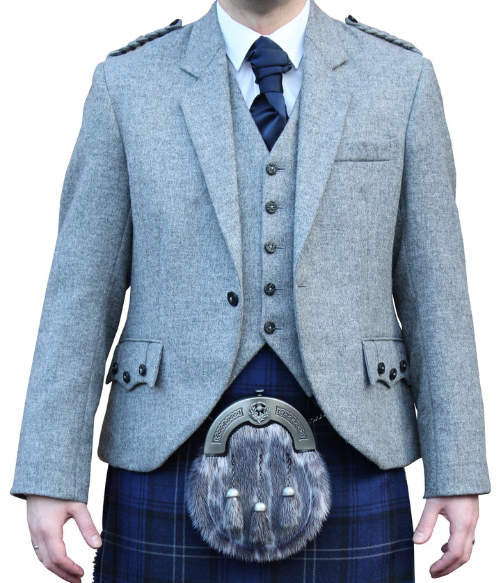Light Grey Tweed Crail Jacket - Anderson Kilts
