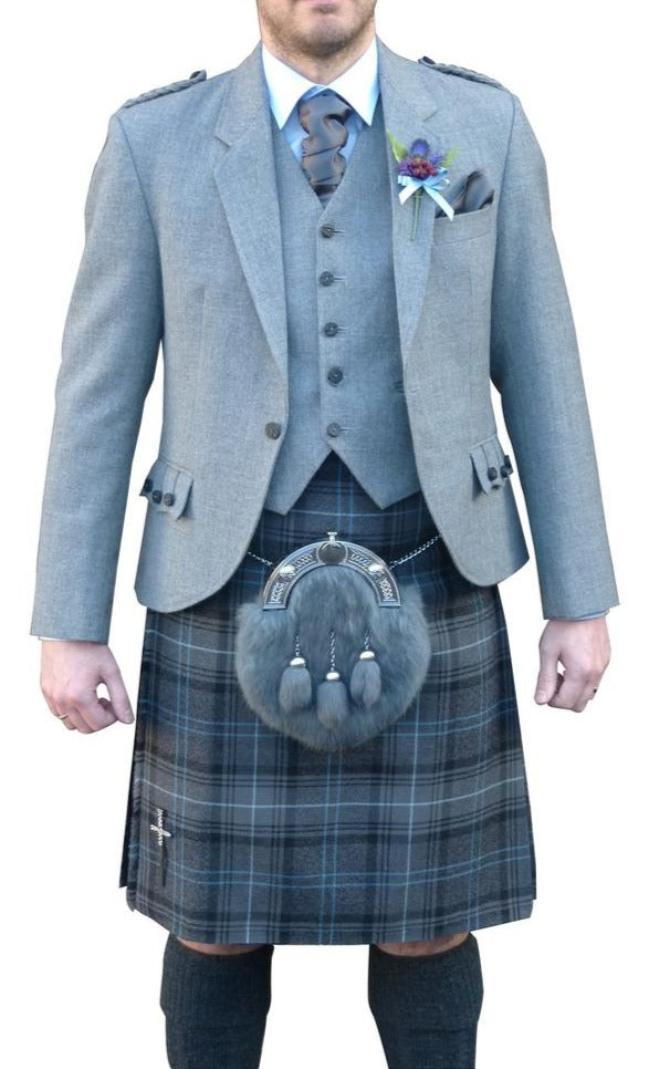 Light Grey Tweed Crail Jacket - Anderson Kilts