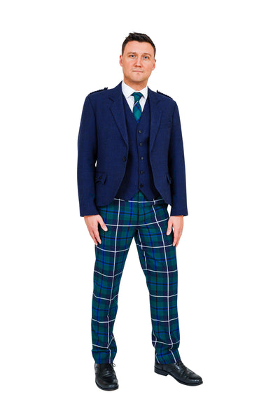 Navy crail jacket with Modern Douglas tartan trews - hire outfit from Anderson Kilts