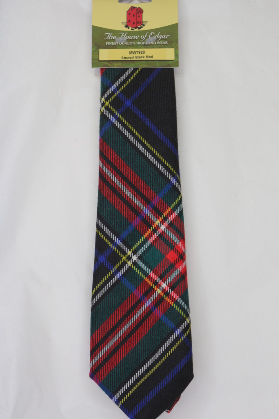 Stewart Black Tartan Tie - House of Edgar weavers - Anderson Kilts