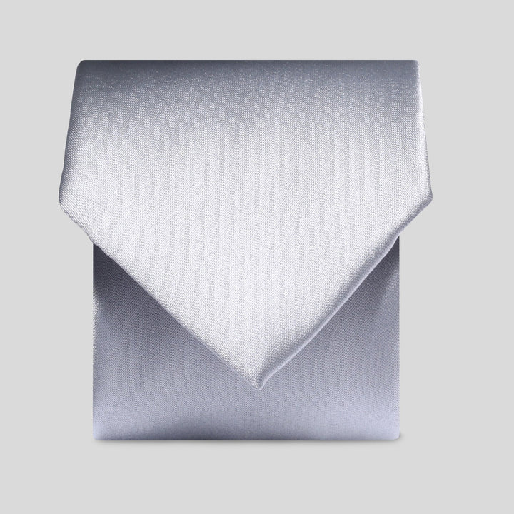 Mens Silver Satin Tie