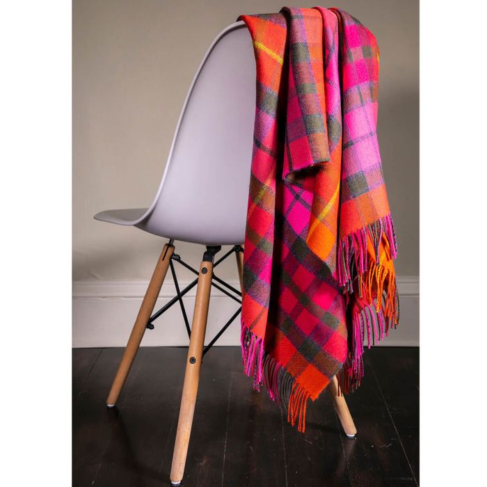 Buchanan Rose tartan lambswool blanket