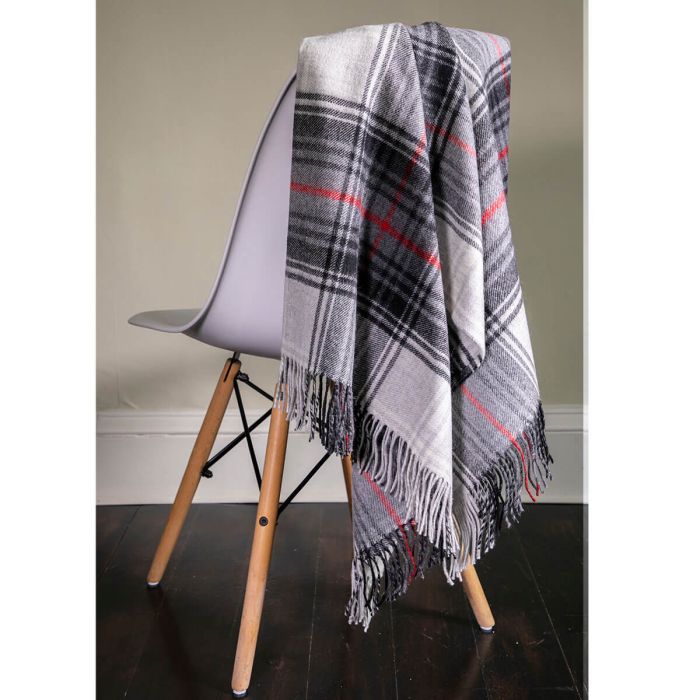 Grey Graphite  tartan lambswool Blanket